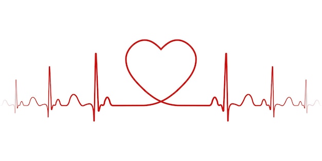 Heartbeat vector rhythm with heart one line a symbol of positive emotions love and inspiration happy Valentine's day