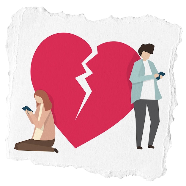 Heartbroken png torn paper sticker transparent background