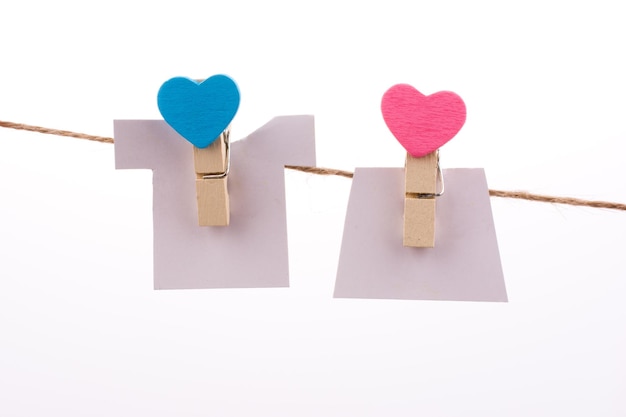 Hearted clothespins hanging