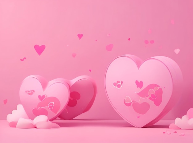 Heartfelt Affection CartoonStyle Valentine's Day Minimal Concept
