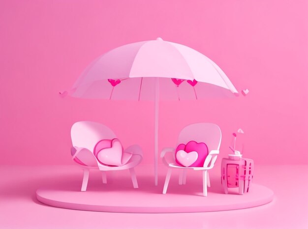 Heartfelt Affection CartoonStyle Valentine's Day Minimal Concept