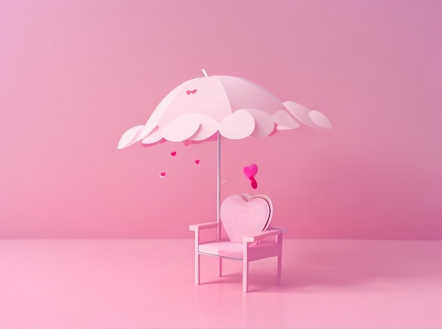 Heartfelt Affection CartoonStyle Valentine's Day Minimal Concept