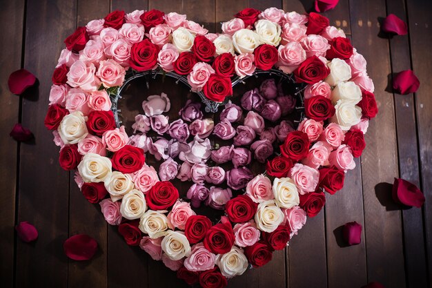 Heartfelt Blooms Roses Arranged in a Heart Shape with a Ring