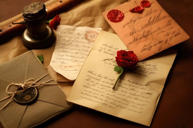 사진 진심 으로 손으로 쓴 사랑 편지 와 발렌타인 데이 카드