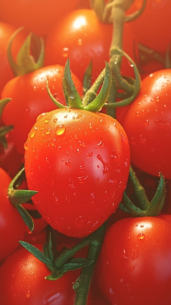 Heartfelt harvest Ripe tomatoes with dewdrops close up red hearts Vertical Mobile Wallpaper