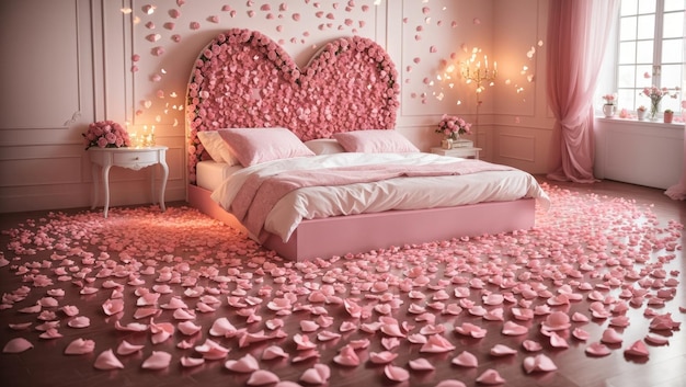 Heartfelt Romance A Bed Adorned with Petal Perfection