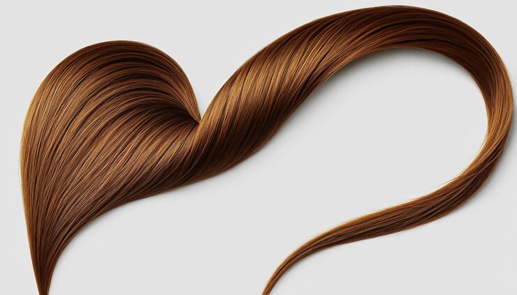 Photo heartfelt tresses brown hair forming love's shape valentine's day