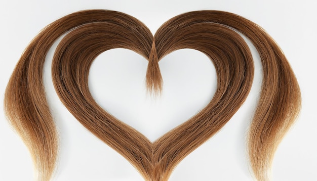 Photo heartfelt tresses brown hair forming love's shape valentine's day