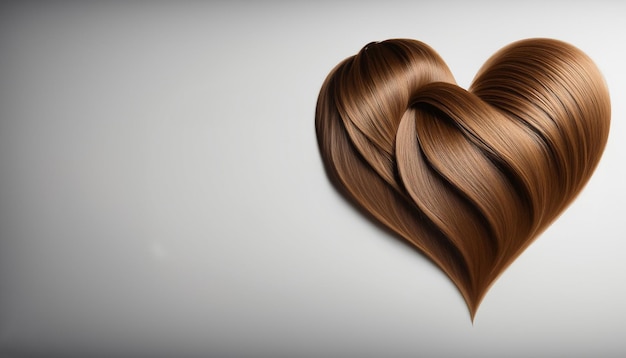 Сердечные локоны каштановых волос, образующие форму любви
