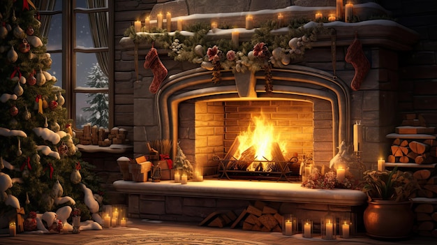 Hearth fireplace winter