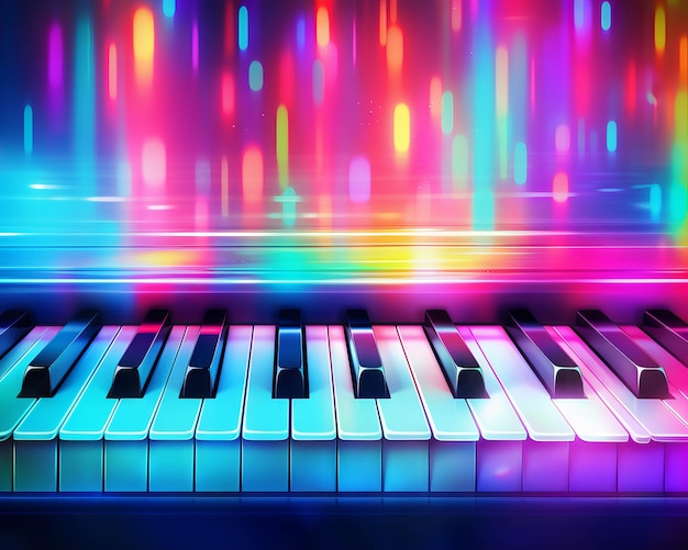 Hearthstone style colorful and cute piano keys illustration