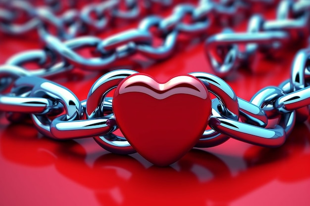 HeartLink Elegance 3D Illustration of a HeartShaped Chain AR