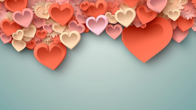 Hearts background design for Valentine's day with blank space generative AI