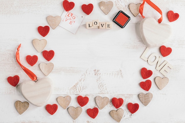 Photo hearts composition with blank space