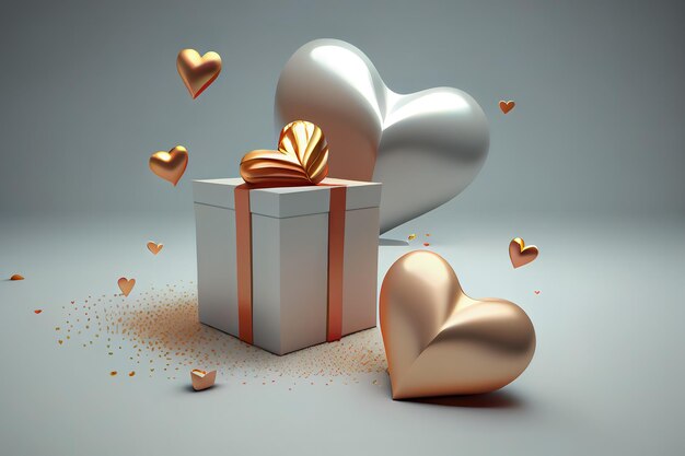 Hearts and a gift box Generative Ai