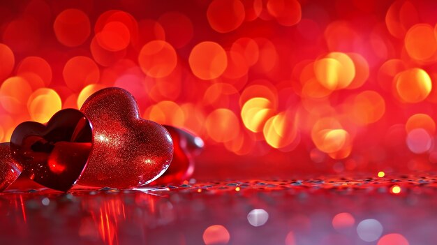 Hearts and Glitter Bokeh for Romantic Valentines Day