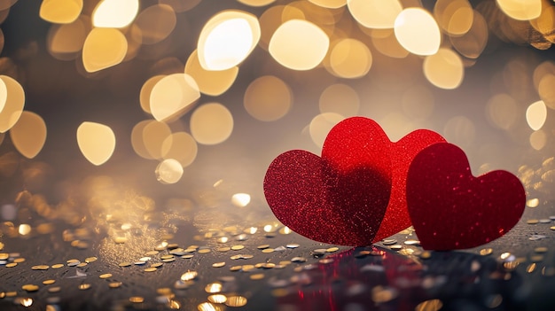 Hearts and Glitter Bokeh for Romantic Valentines Day