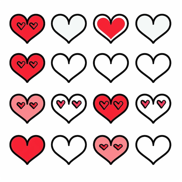 hearts illustartion design sheet