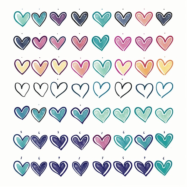 Hearts illustartion design sheet