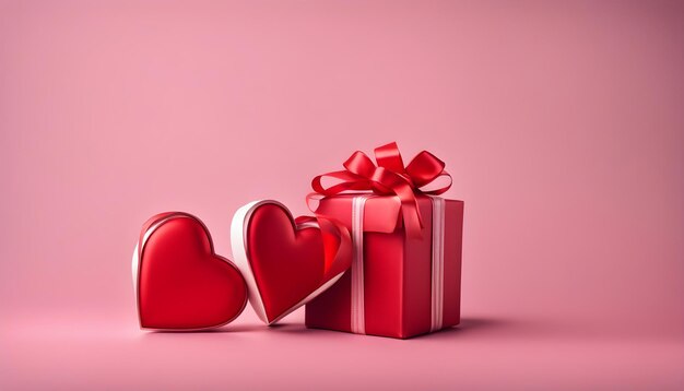 сердца любить фон с творческими подарками романтика