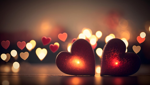 hearts in love, valentine's day, romance, hearts in the middle of a beautiful background, 3d render