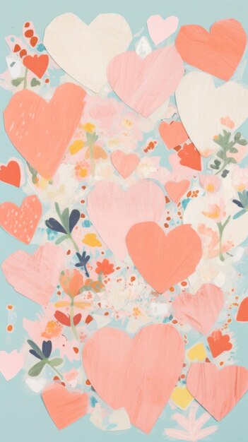 Photo hearts painting petal backgrounds