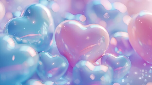 Hearts on Pastel Background