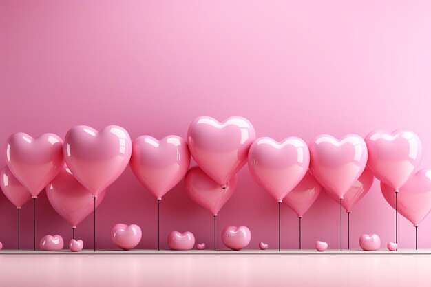 Hearts on pink background for valentine days