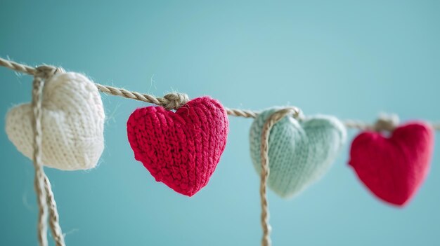 Hearts on string for valentines day