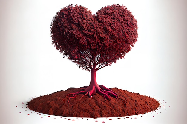 Hearts tree and pile of fertile soil