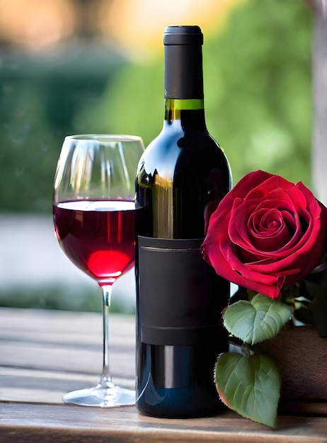 Foto cuori vino rose coppie san valentino dettagliato accogliente