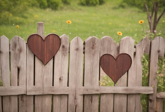 hearts on wooden background