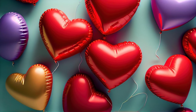 Воздушные шары в форме сердца на день святого валентина на цвет