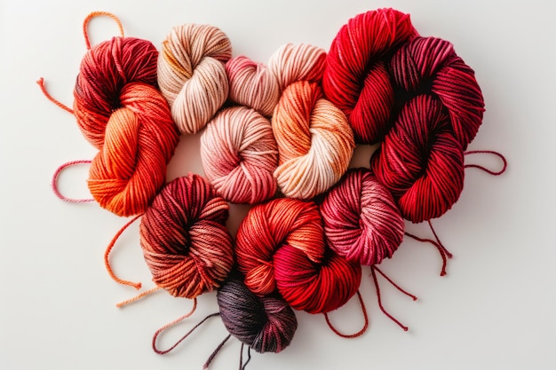 다채로운 뜨개질 가죽 의 심장 모양 의 배열
