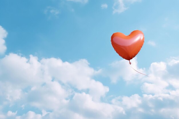 A heartshaped balloon floating in the sky ai generated