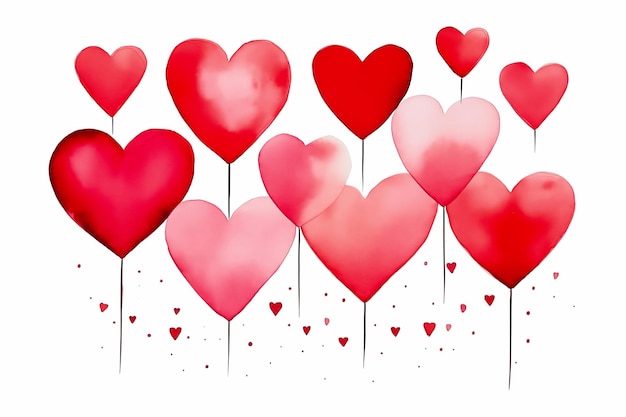 Heartshaped balloons on white background valentines day concept
