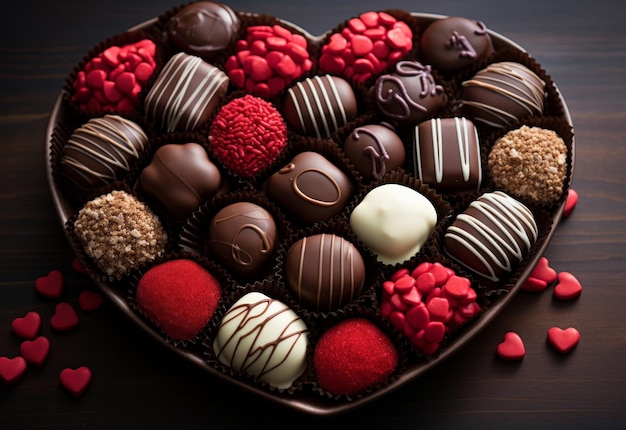 HeartShaped Box of Chocolates on Table