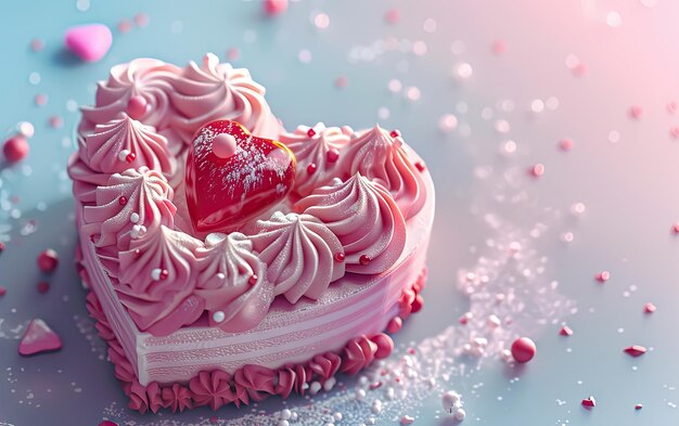 Heartshaped cake on the pastel background professional advertising food photo ai generated