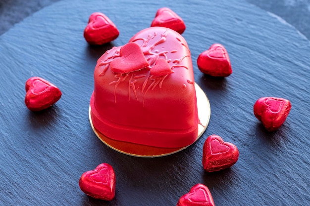 Heartshaped cake Valentine's day concept cake