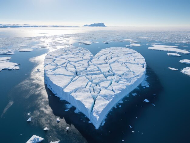 heartshaped chunks of ice at the poles