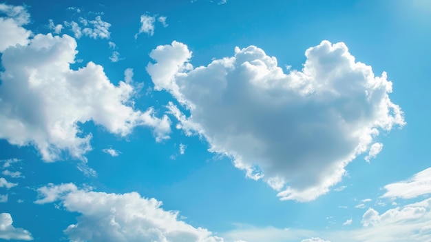 Heartshaped cloud in blue sky Nature photography with copy space