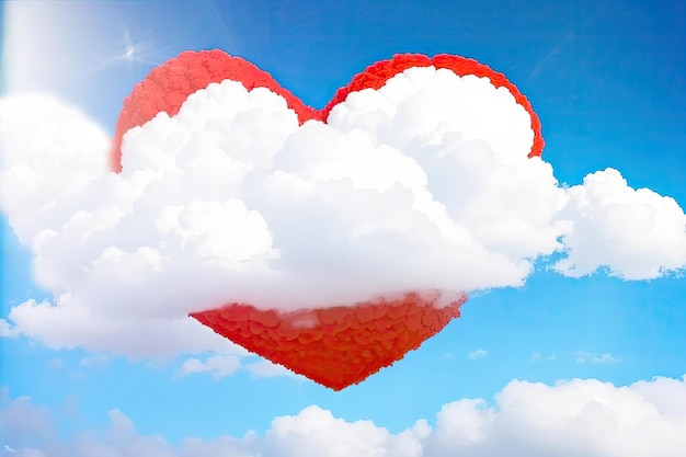 Photo a heartshaped cloud and clouds around ai generative