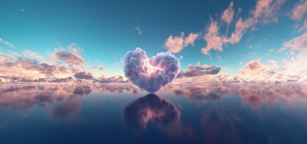 HeartShaped Cloud in Enchanting Sunset Sky Captivating Beauty as Magical Clouds Ethereal Light