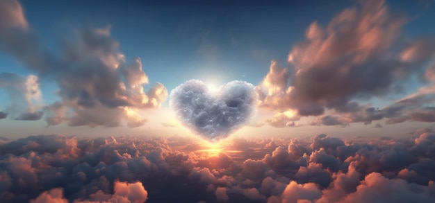 HeartShaped Cloud in Enchanting Sunset Sky Captivating Beauty as Magical Clouds Ethereal Light