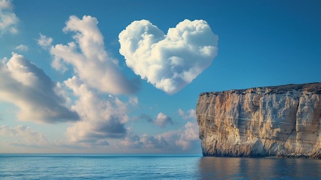 Heartshaped Cloud Formation Over Coastal Cliff Natural Beauty Scene