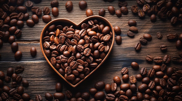 HeartShaped Coffee Cup on a Bed of Coffee Beans A Symbol of Love for Coffee