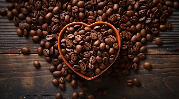 HeartShaped Coffee Cup on a Bed of Coffee Beans A Symbol of Love for Coffee