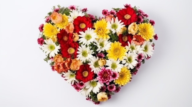 Heartshaped Flower Bouquet on White Background