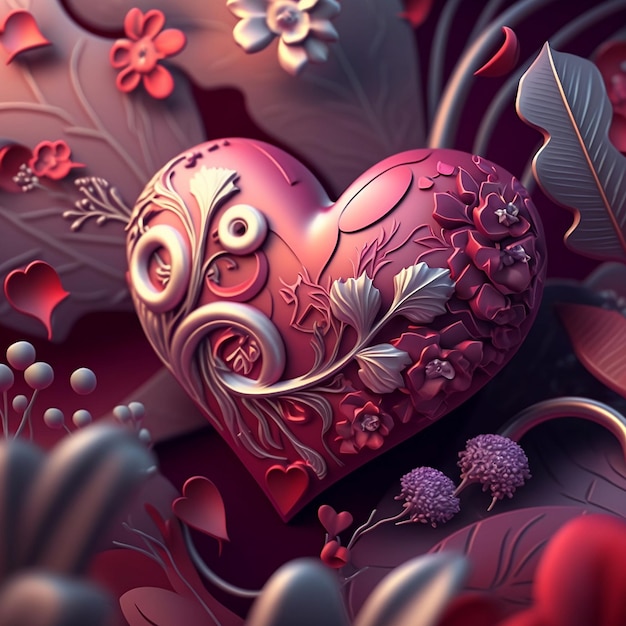 Heartshaped flowers Valentine39s Day generative ai