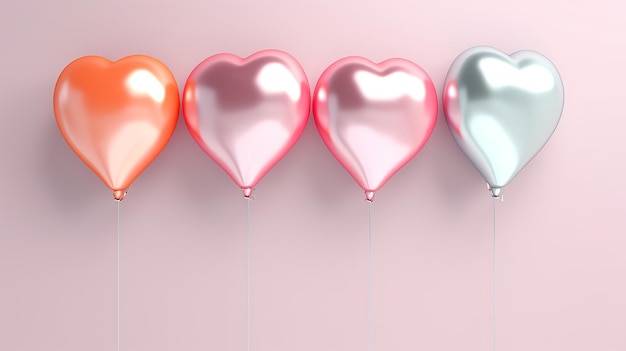 HeartShaped Foil Air Balloons on Pastel Grey